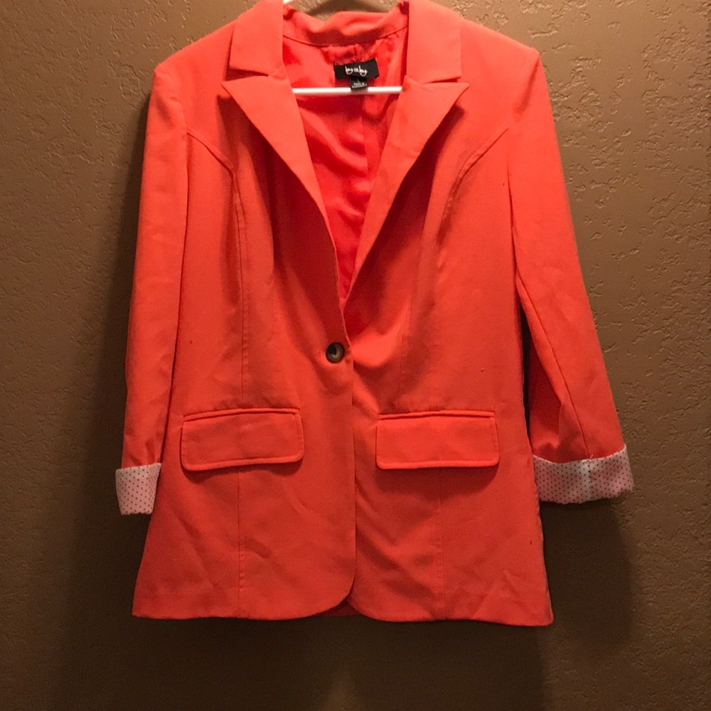 Coral blazer + Polk a dot cuffs